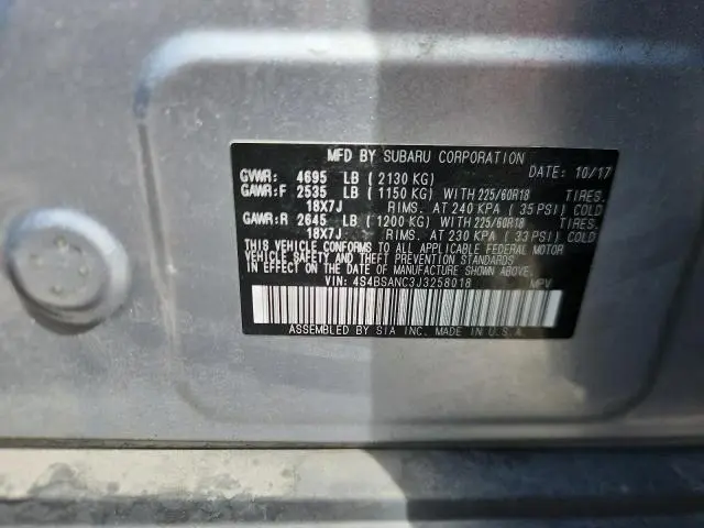 2018 SUBARU OUTBACK 2.5I LIMITED  