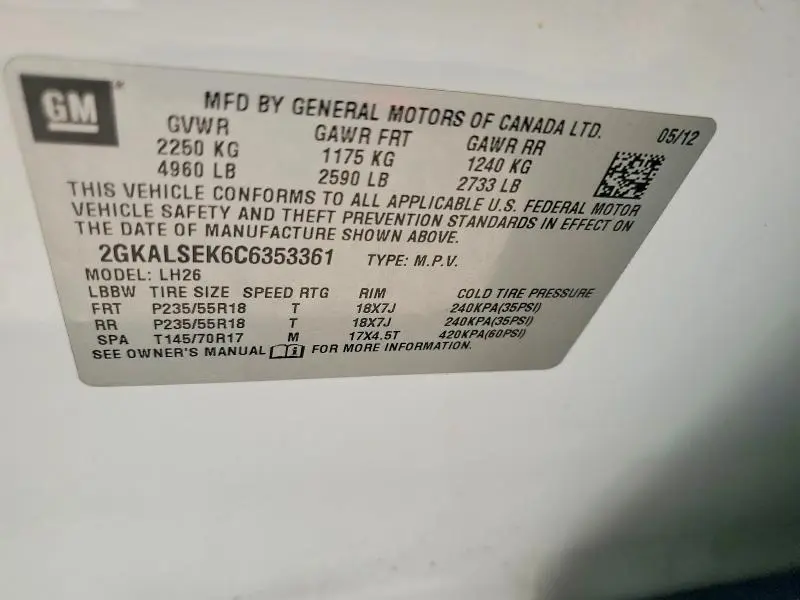2012 GMC TERRAIN SLE  