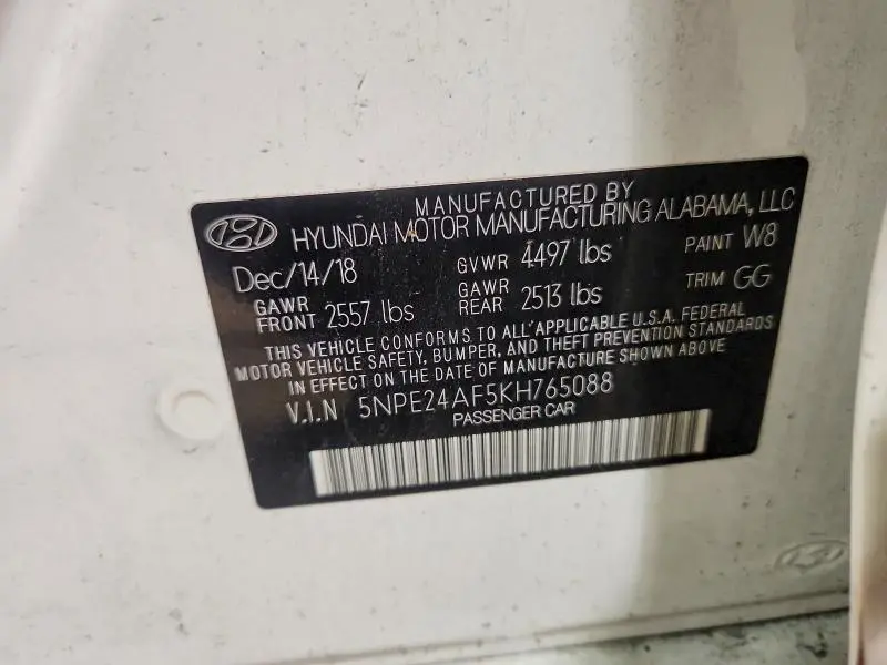 2019 HYUNDAI SONATA SE  