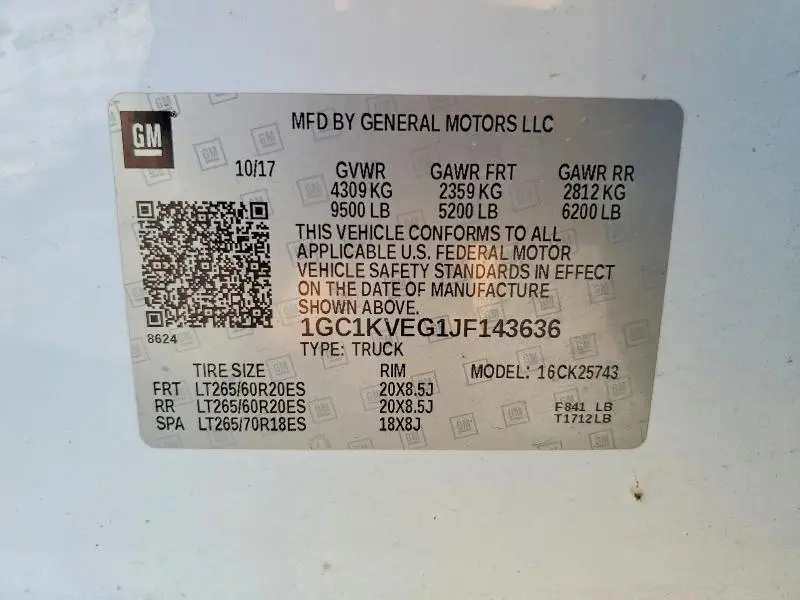 2018 CHEVROLET SILVERADO K2500 HEAVY DUTY LT  