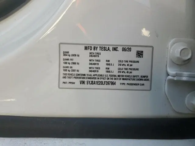2020 TESLA MODEL S   