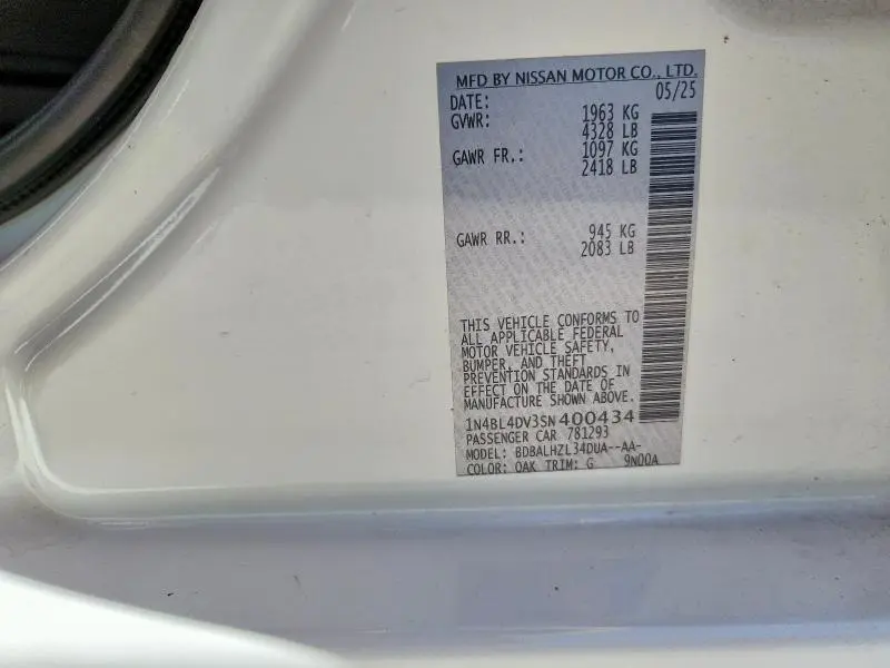 2025 NISSAN ALTIMA SV  