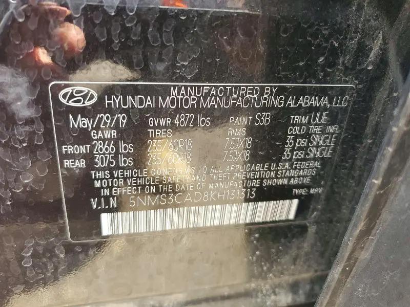 2019 HYUNDAI SANTA FE SEL PLUS 2.4L  