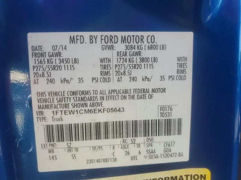 2014 FORD F150 SUPERCREW  