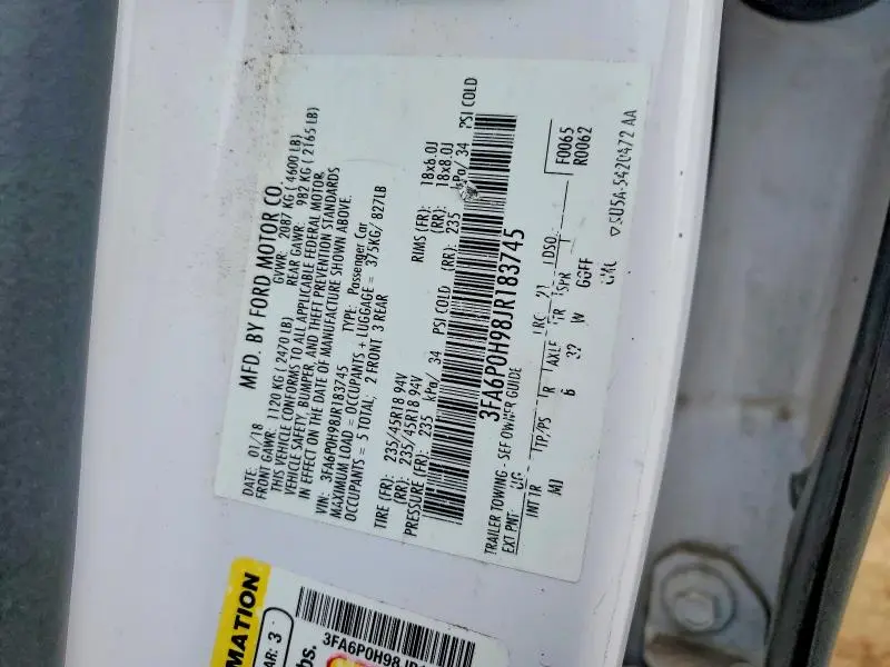 2018 FORD FUSION SE  