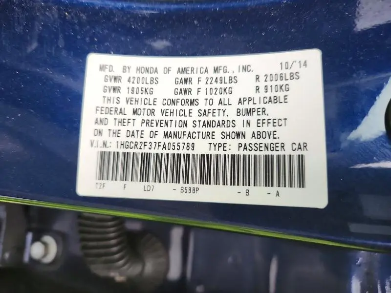 2015 HONDA ACCORD LX  
