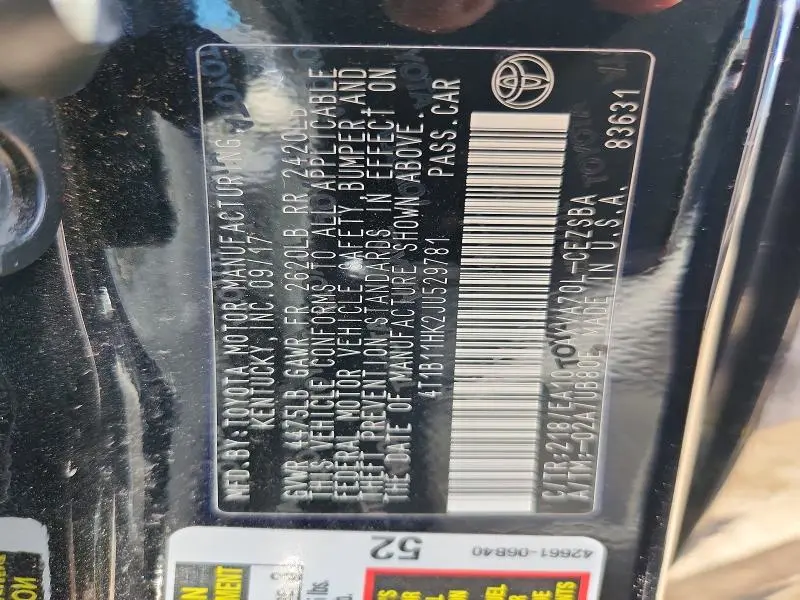 2018 TOYOTA CAMRY SE  