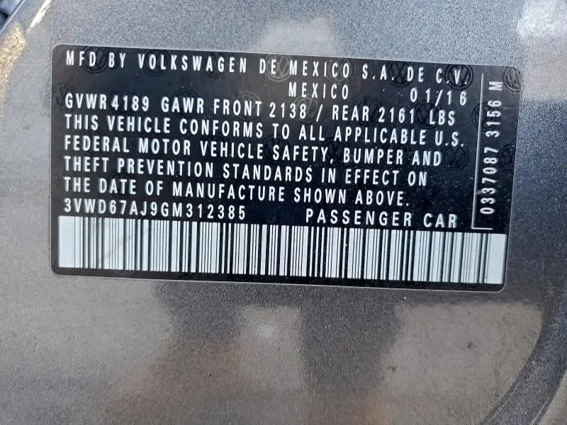 2016 VOLKSWAGEN JETTA SE  