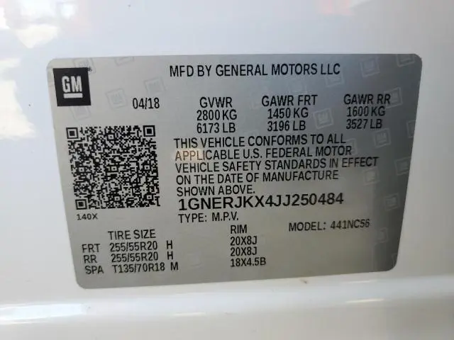 2018 CHEVROLET TRAVERSE RS  