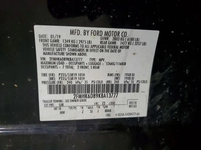 2019 FORD FLEX LIMITED  
