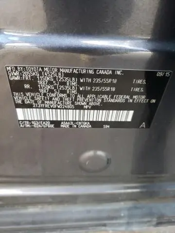 2015 TOYOTA RAV4 LIMITED  