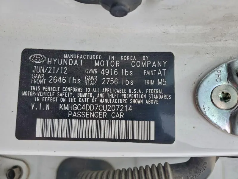 2012 HYUNDAI GENESIS 3.8L  