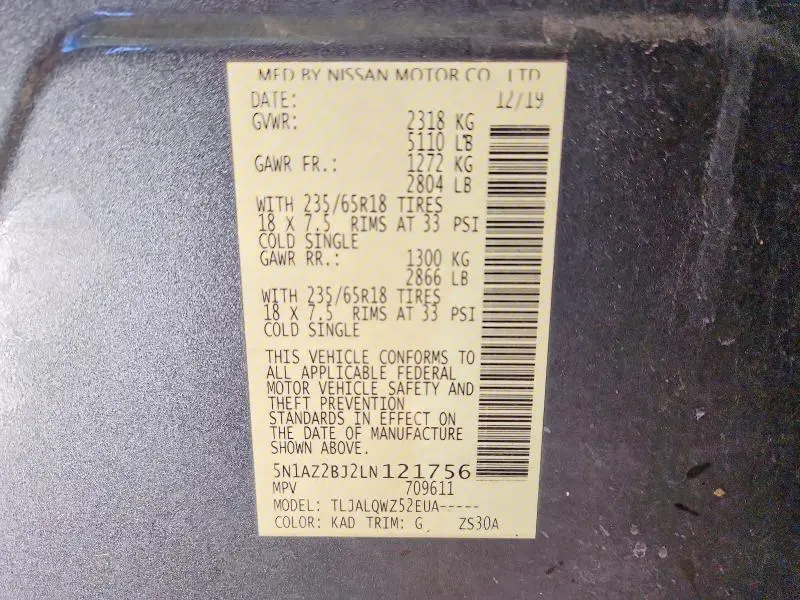 2020 NISSAN MURANO SV  