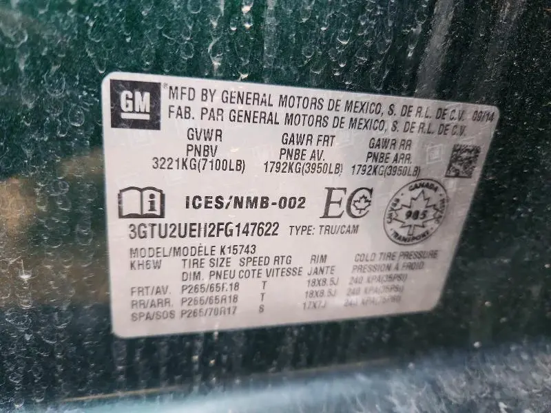 2015 GMC SIERRA K1500 SLE  