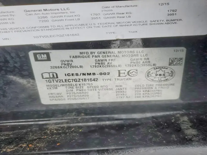 2016 GMC SIERRA K1500  