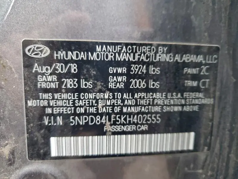 2019 HYUNDAI ELANTRA SEL  