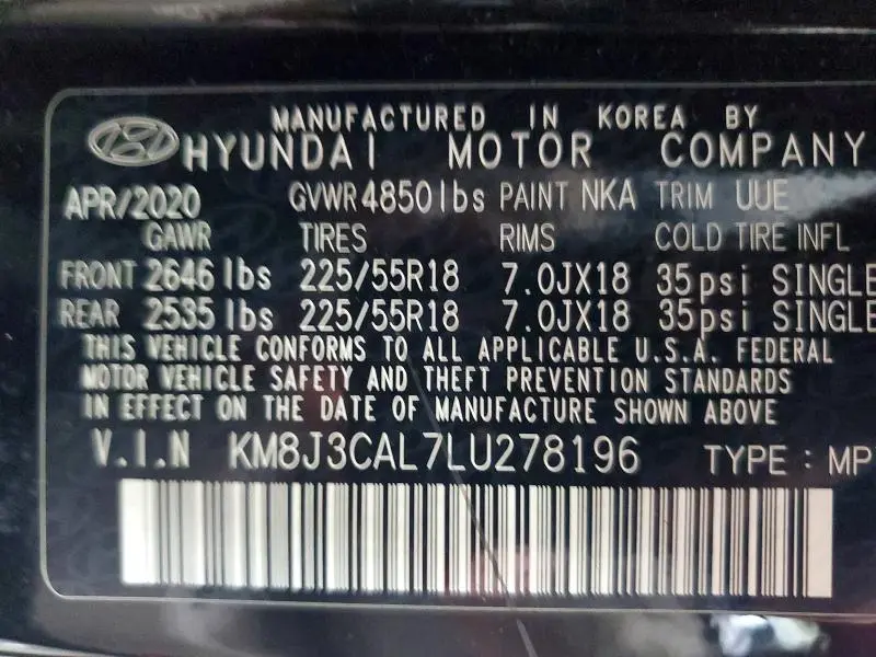 2020 HYUNDAI TUCSON LIMITED  