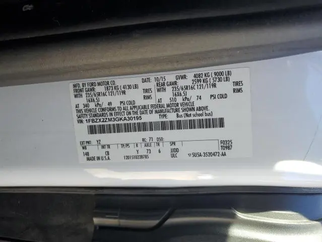 2016 FORD TRANSIT T-350  