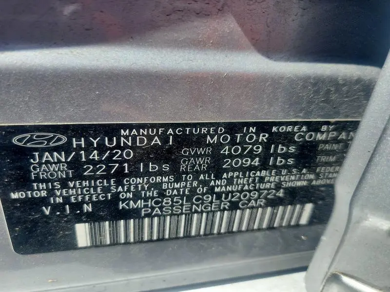 2020 HYUNDAI IONIQ SEL  