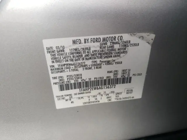 2010 FORD TAURUS SEL  