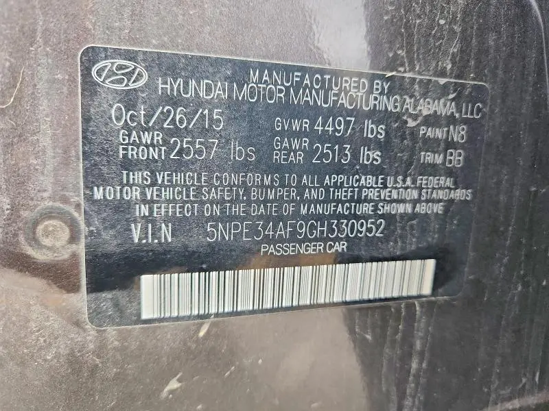 2016 HYUNDAI SONATA SPORT  