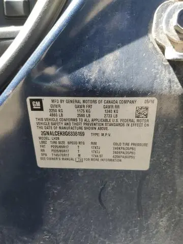 2016 CHEVROLET EQUINOX LT  