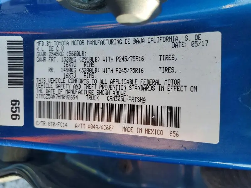 2017 TOYOTA TACOMA   