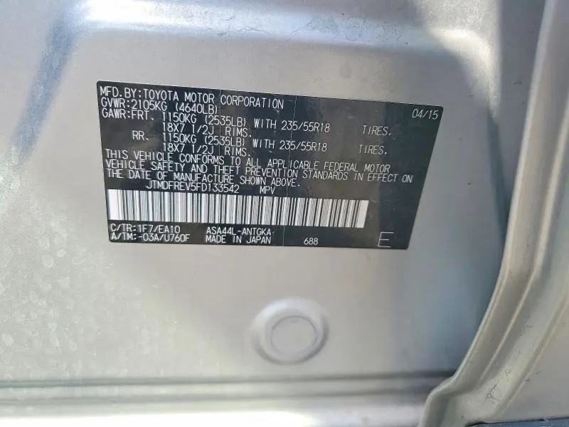 2015 TOYOTA RAV4 LIMITED  