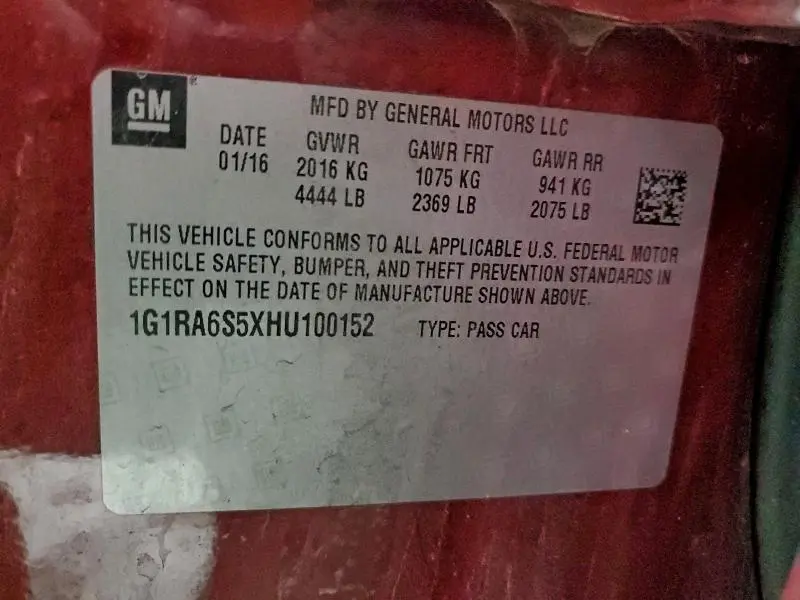 2017 CHEVROLET VOLT LT  