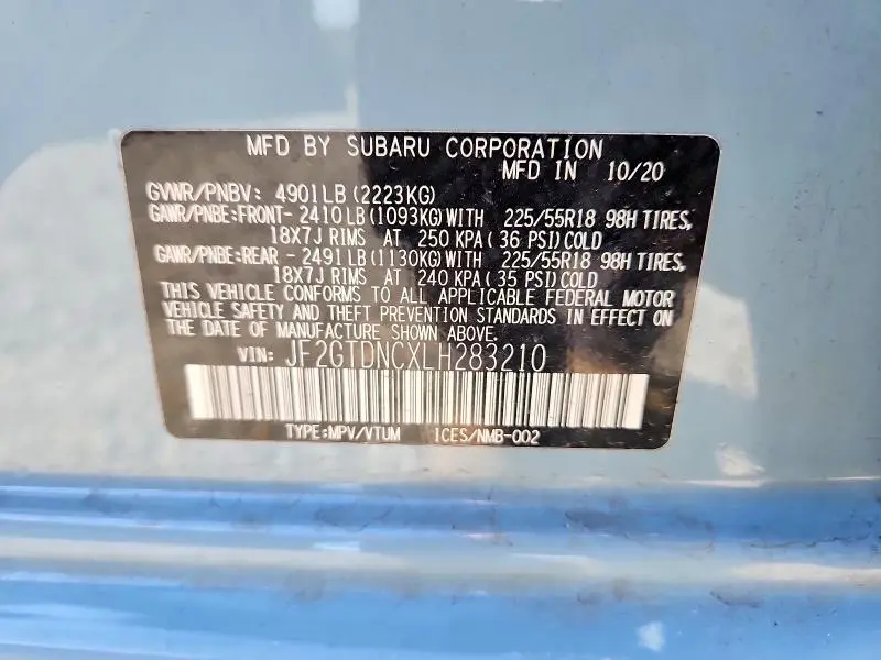 2020 SUBARU CROSSTREK LIMITED  