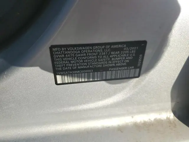 2021 VOLKSWAGEN PASSAT SE  