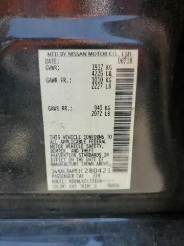 2018 NISSAN ALTIMA 2.5  