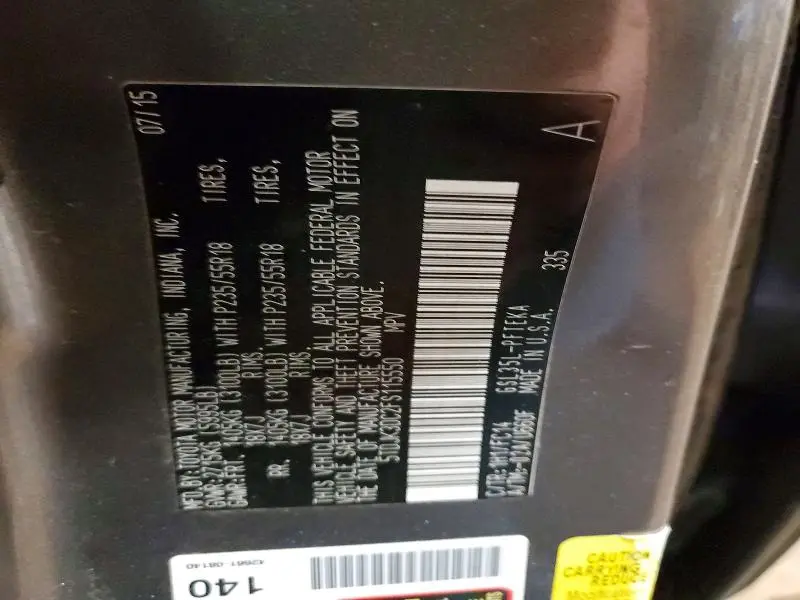 2015 TOYOTA SIENNA LE  