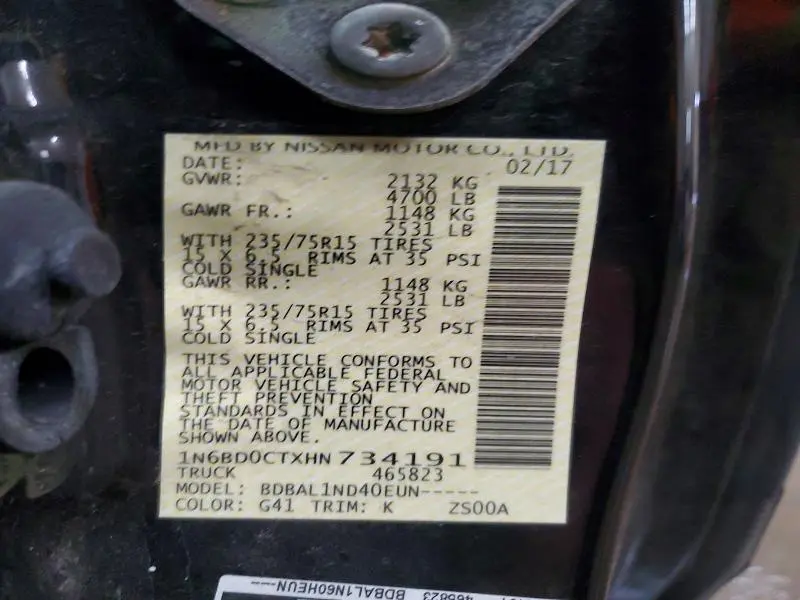 2017 NISSAN FRONTIER S  