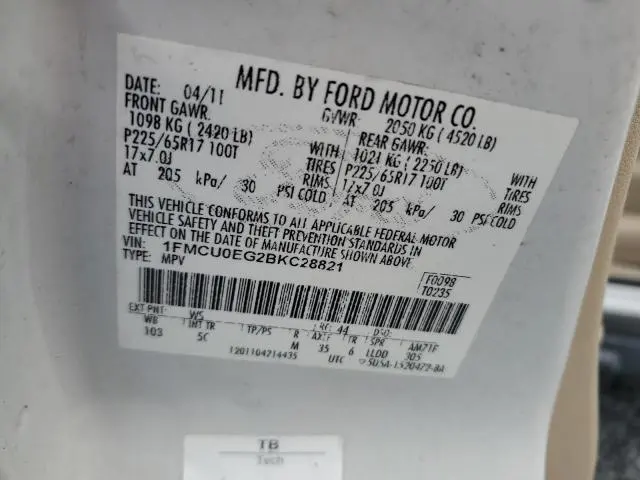 2011 FORD ESCAPE LIMITED  