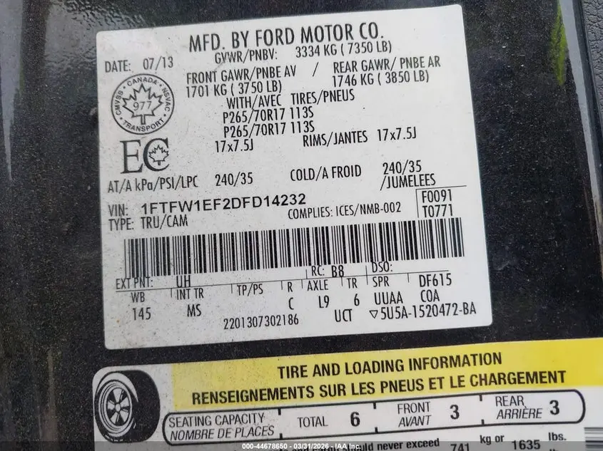 2013 FORD F-150 XLT
