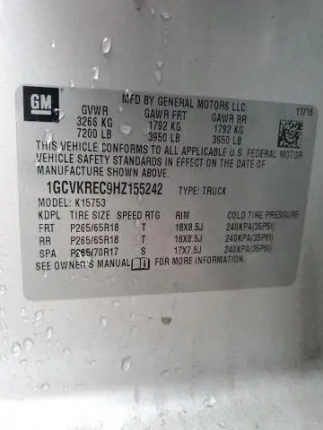 2017 CHEVROLET SILVERADO K1500 LT  