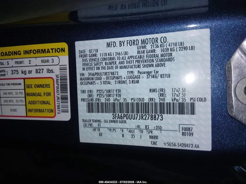 2018 FORD FUSION HYBRID S