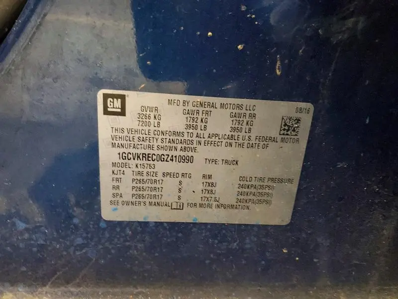 2016 CHEVROLET SILVERADO K1500 LT  