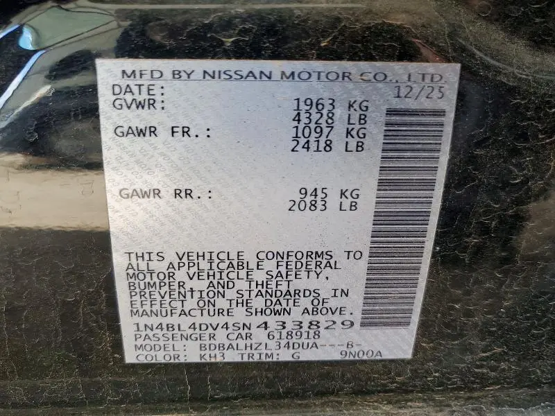 2025 NISSAN ALTIMA SV  