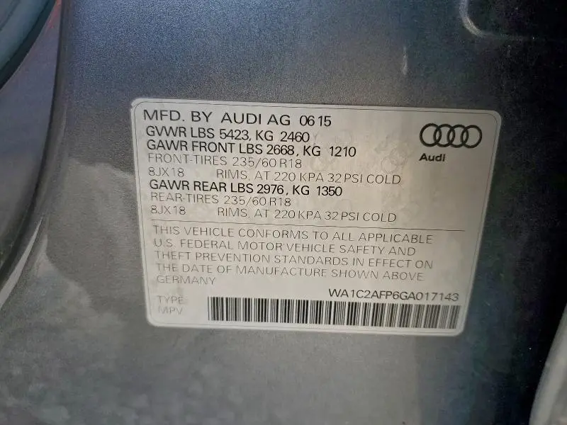 2016 AUDI Q5 PREMIUM  