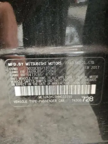 2017 MITSUBISHI MIRAGE ES