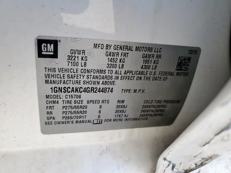 2016 CHEVROLET TAHOE C1500 LS  