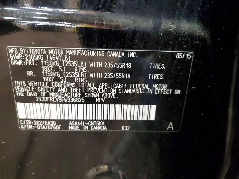 2015 TOYOTA RAV4 LIMITED  