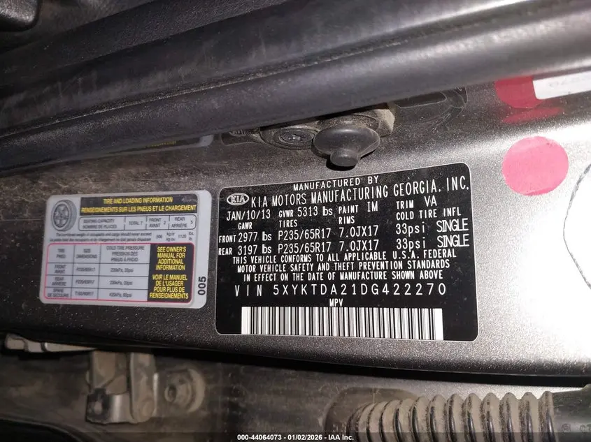 2013 KIA SORENTO LX V6