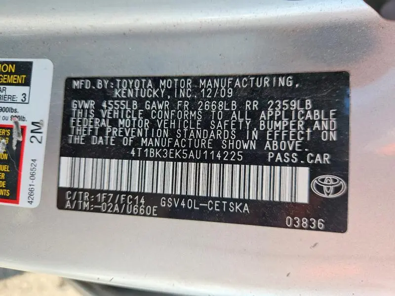 2010 TOYOTA CAMRY SE V6  