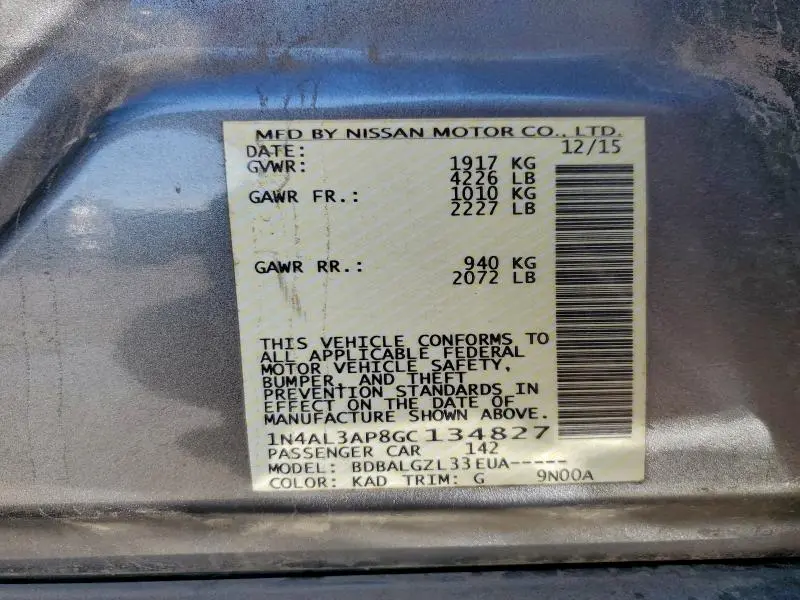 2016 NISSAN ALTIMA 2.5  