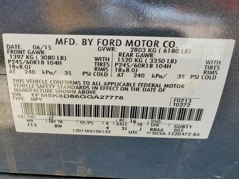 2016 FORD EXPLORER XLT  