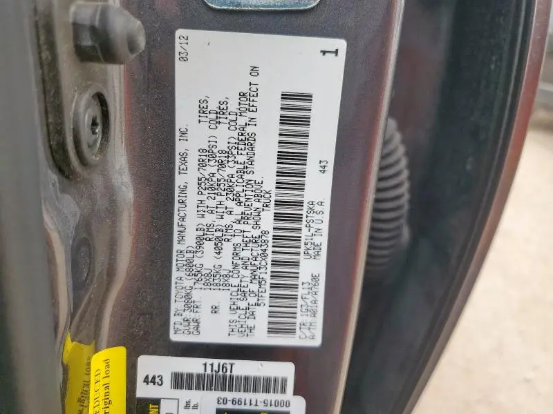 2012 TOYOTA TUNDRA CREWMAX SR5  