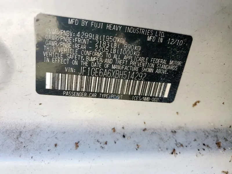 2011 SUBARU IMPREZA 2.5I  